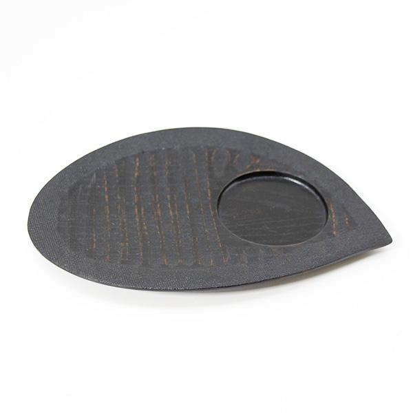 銘々皿 茶托 木製 漆塗り ソーサー プレート おもてなし盆 花びら 黒