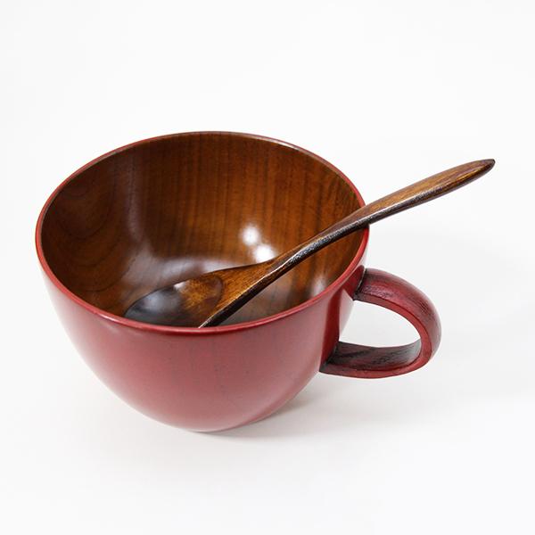 木製 スープカップ スープボウル シチューカップ セット 漆塗り 朱