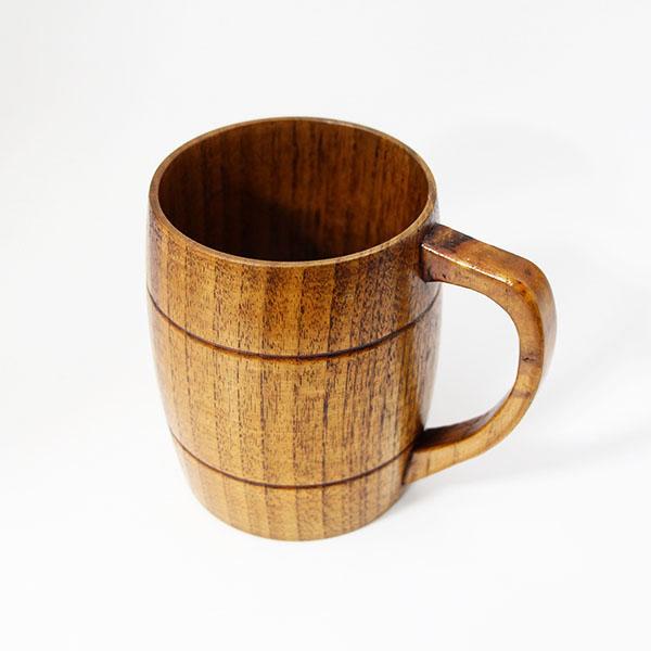 木製 マグカップ コップ カップ 漆塗り 樽型 380ml 天然木 くりぬき