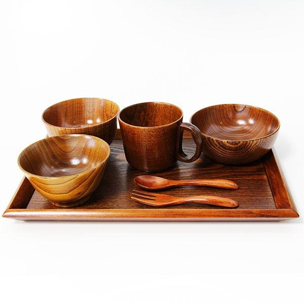 こども食器セット 木製 7点セット 漆塗り キッズ 子供食器セット お盆