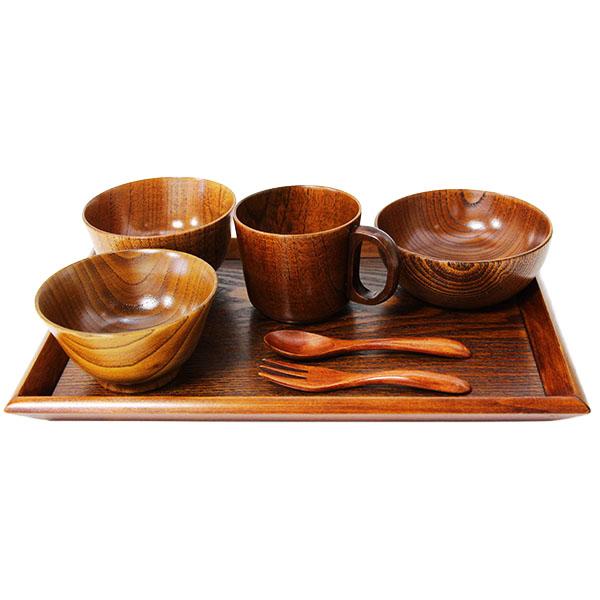 木製 漆塗り 鉢 7点セット 入れ子 こども食器セット 木製 7点セット 漆塗り キッズ 子供食器セット お盆