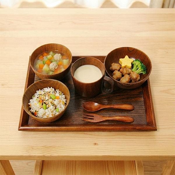 こども食器セット 木製 7点セット 漆塗り キッズ 子供食器セット お盆