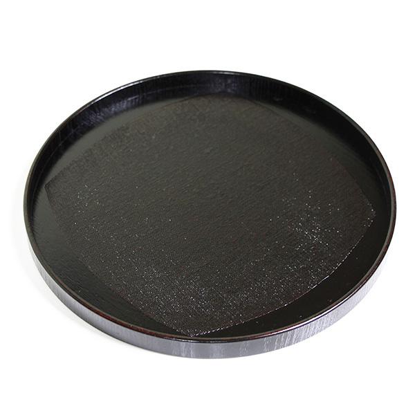 丸盆 木製 トレー トレイ お盆 30cm 漆塗り くつわ布貼り 曙 黒