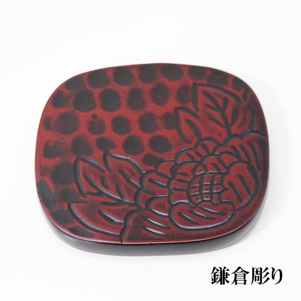 鎌倉彫　千菓子器　漆工芸　お盆　台　箱付　Q1684 鎌倉彫 千菓子器 漆工芸 お盆 台 箱付 Q1684 四方盆｜お皿