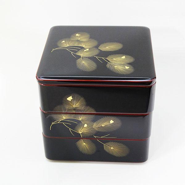 重箱 3段 木製 漆塗り 溜内朱 松 沈金 6.5寸 日本製 越前漆器 重箱 3段 木製 漆塗り 溜内朱 松 沈金 6.5寸 日本製 越前漆器