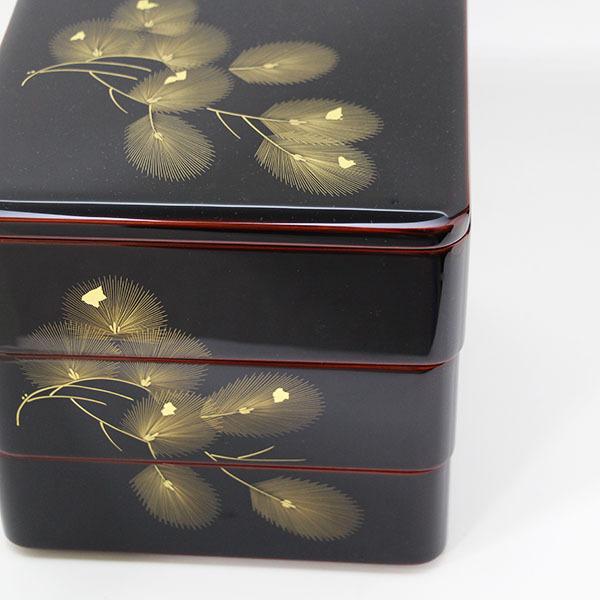三段 重箱 松沈金 3段 6.5寸 和食器 木製 天然木 越前漆器 漆塗り 国産