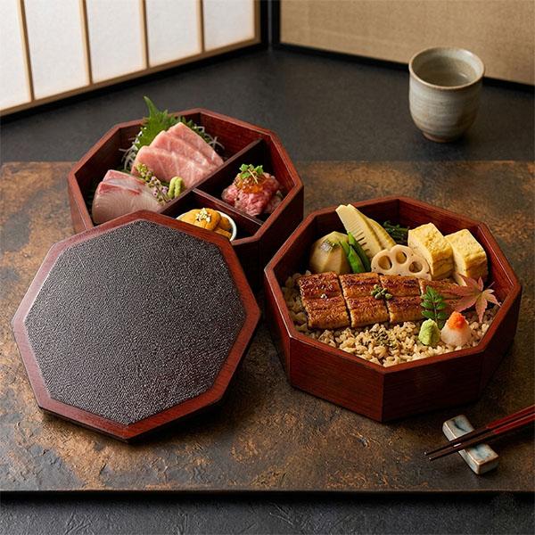 二段 重箱 木製 漆塗り 根来 八角 8角 和食器 天然木 漆器 小さい ミニ