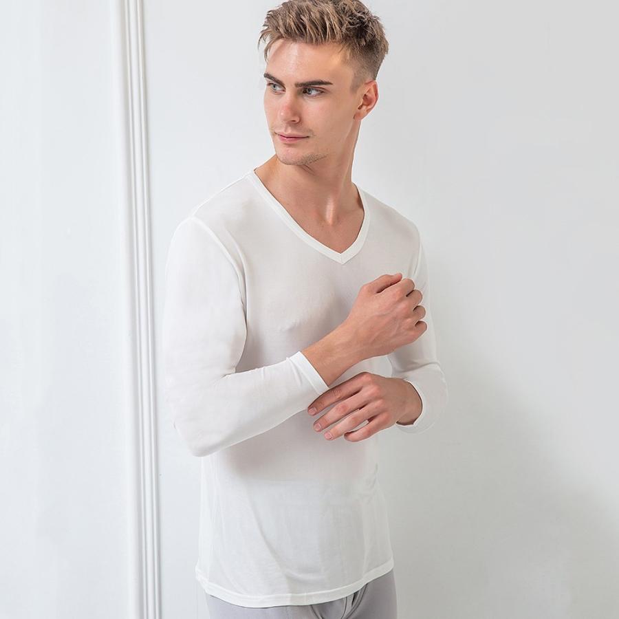 VネックTシャツ 9分袖 メール便送料無料 シルク Tシャツ 長袖