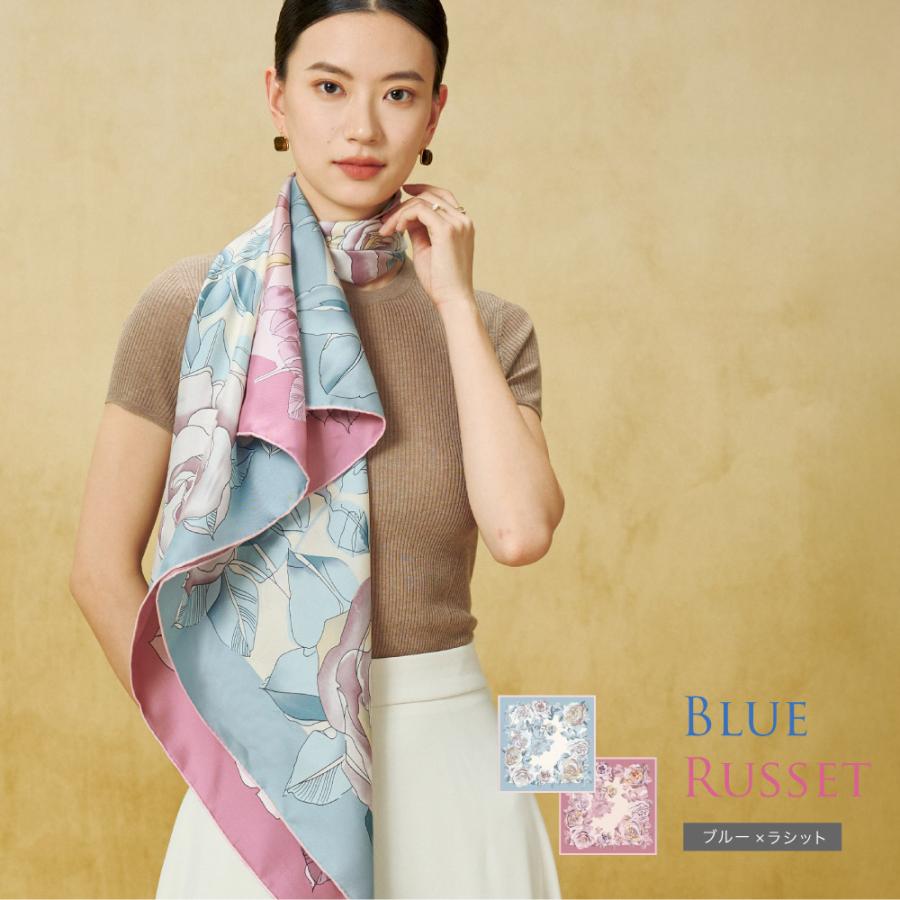 シルクスカーフ リバーシブル 送料無料 6A級 シルク 100％ 16匁 86cm