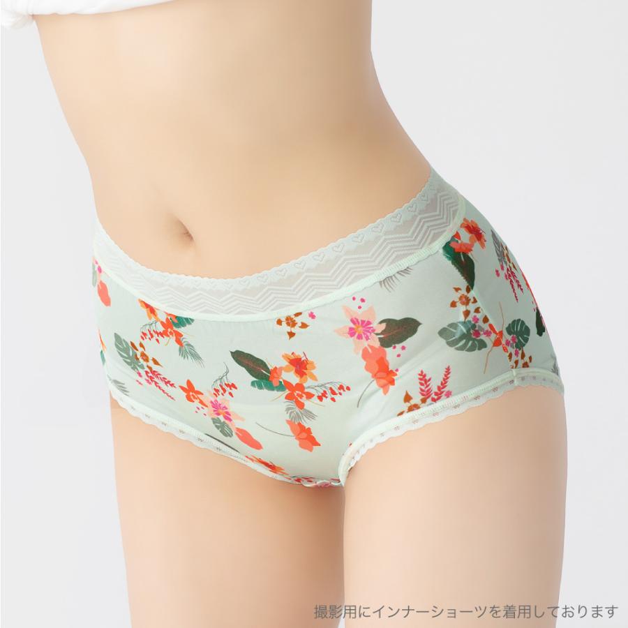 シルク 100% ショーツ ハイライズ 送料無料 絹 花柄 レース