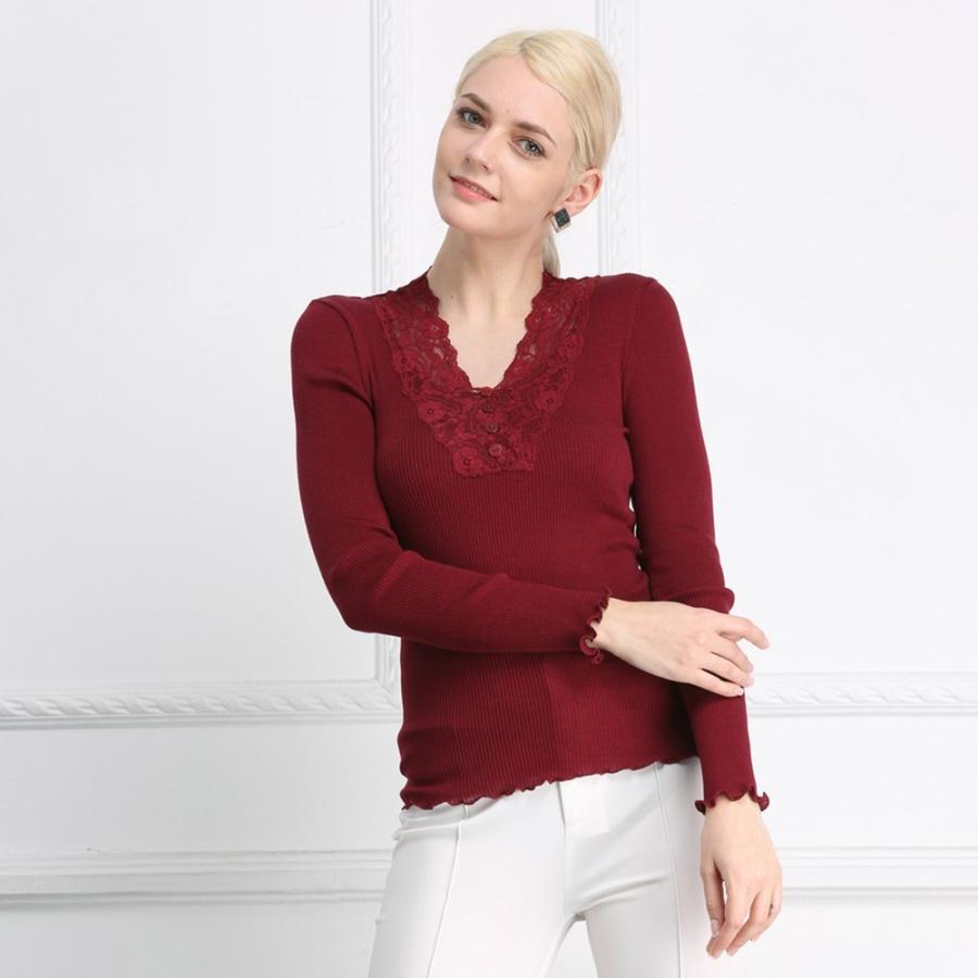 レースvネックt 長袖 メール便送料無料 シルク コットン レース Vネックt 長袖 3色 Silk コットン Cotton 一枚着用 重な着 肌に優しい St19005 シルク専門店sil Vender 通販 Yahoo ショッピング