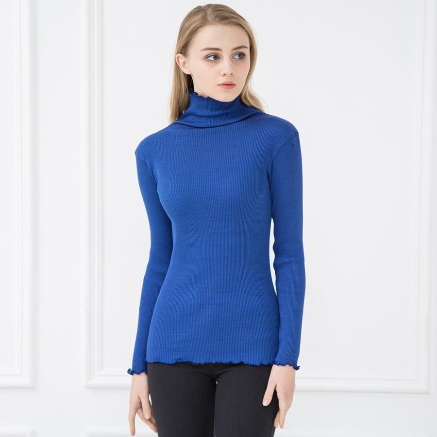 シルクコットンリブタートルネックTシャツ