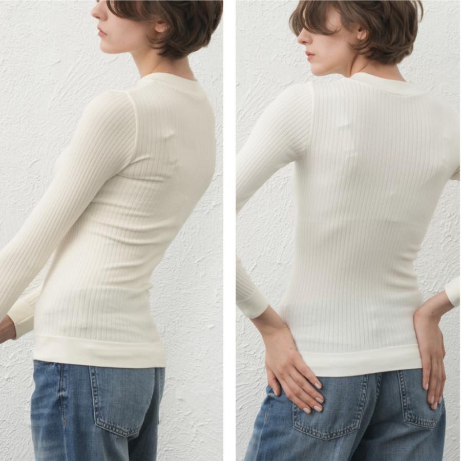 シルク ブレンド クルーネック ニット 長袖 Tシャツ 送料無料