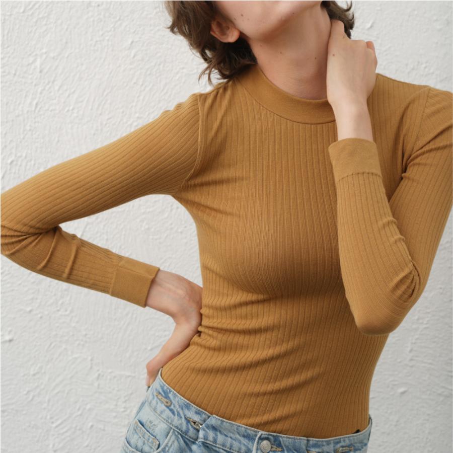 シルク ブレンド クルーネック ニット 長袖 Tシャツ 送料無料