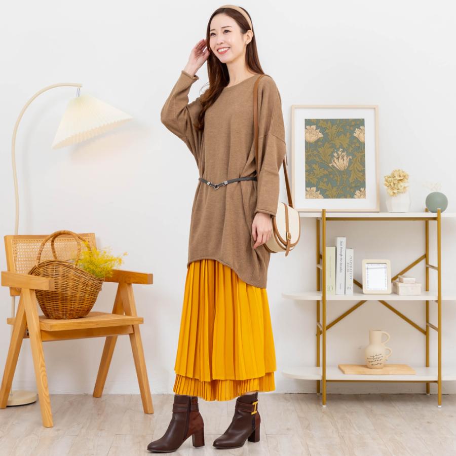 シルク カシミヤ チュニック ニット セーター 軽量 送料無料 長袖