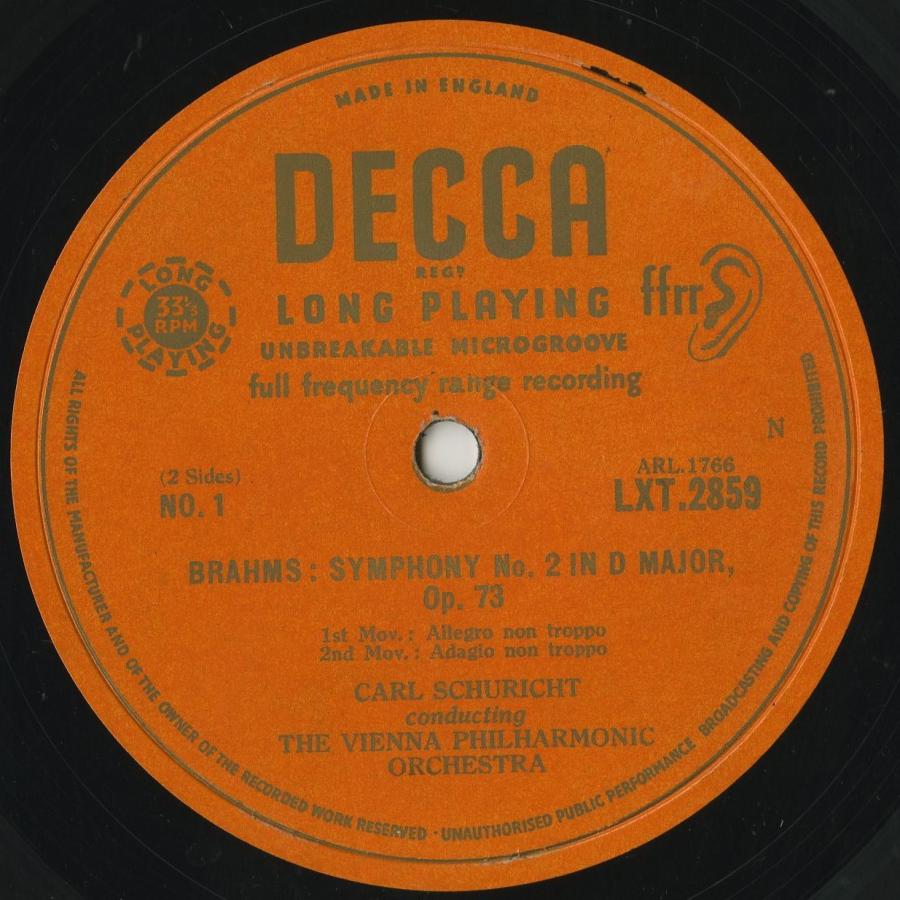 中古クラシックLPレコード＞ブラームス：交響曲2番Op．73/C