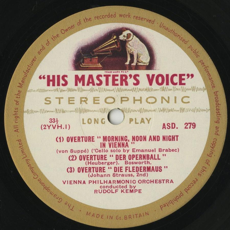 ＜中古クラシックLPレコード＞「ウィーンの夜」スッペ：序曲「ウィーンの朝、昼、晩」，他/Ｒ．ケンペ指揮ウィーンｐｏ．/英HMV：ASD 279｜silent-tone-record｜03