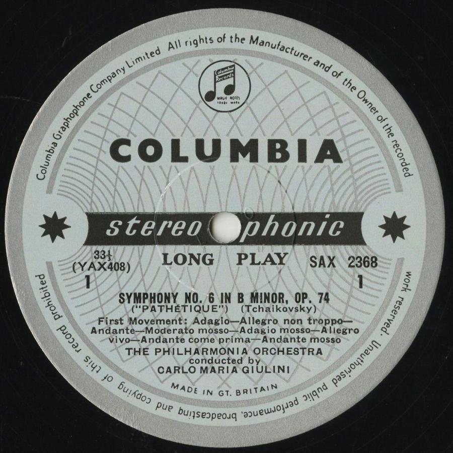中古クラシックLPレコード＞チャイコフスキー：交響曲6番Op．74
