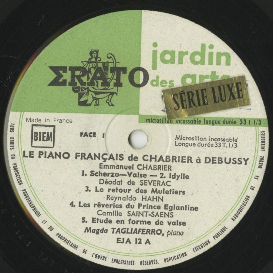 送料無料 ＜中古クラシックLPレコード＞「フランスピアノ曲集」シャブリエ，セヴラック，サン・サーンス，ドビュッシー/Ｍ．タリアフェロ（ｐｆ）/仏ERATO：EJA 12 【D2729735998】(16500円)