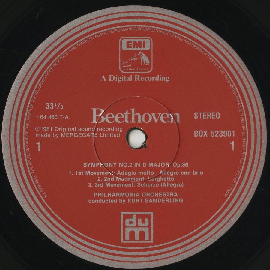 ＜中古クラシックLPレコード＞ベートーヴェン：交響曲全集/Ｋ．ザンデルリング指揮フィルハーモニアｏ．/英HMV：SLS 5239_2