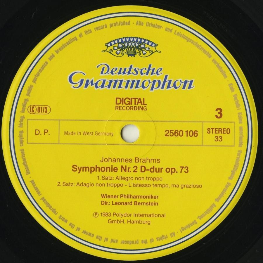  ＜中古クラシックLPレコード＞ブラームス：交響曲1〜4番，大学祝典序曲，他/Ｌ．バーンスタイン指揮ウィーンｐｏ．/独DGG：2741 023