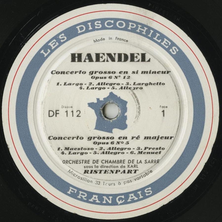 【超激レア】 ＜中古クラシックLPレコード＞ヘンデル：合奏協奏曲Op.6（全12曲）/Ｋ．リステンパルト指揮ザール室内ｏ．/仏DF：DF 89〜 【EIM6688474430】(24200円)