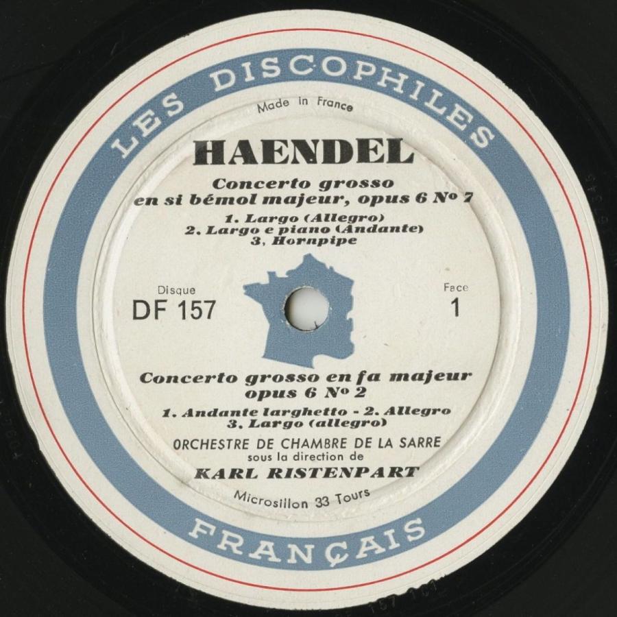 【超激レア】 ＜中古クラシックLPレコード＞ヘンデル：合奏協奏曲Op.6（全12曲）/Ｋ．リステンパルト指揮ザール室内ｏ．/仏DF：DF 89〜 【EIM6688474430】(24200円)