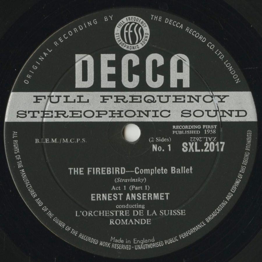 【限定品】 ＜中古クラシックLPレコード＞ストラヴィンスキー：火の鳥/Ｅ.アンセルメ指揮スイス・ロマンドｏ./英DECCA：SXL 2017 【8390988613】(30360円)
