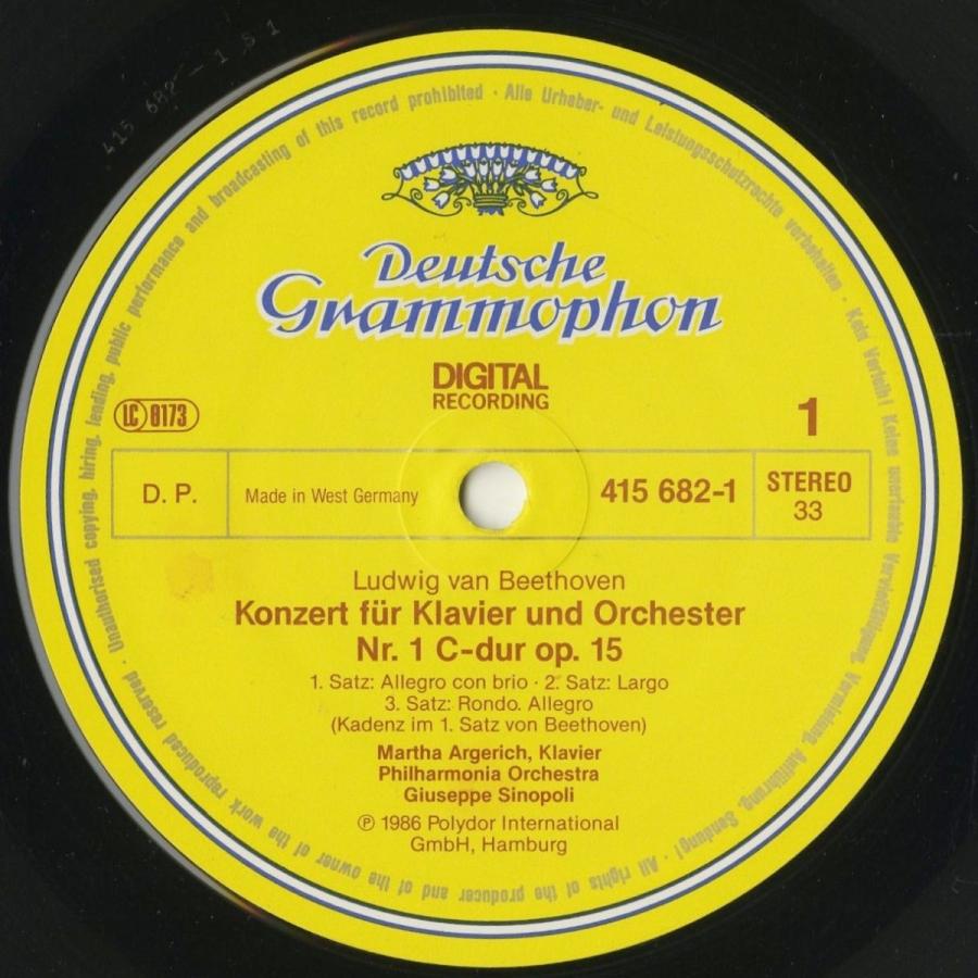 中古クラシックLPレコード＞ベートーヴェン：ピアノ協奏曲1番Op.15，2