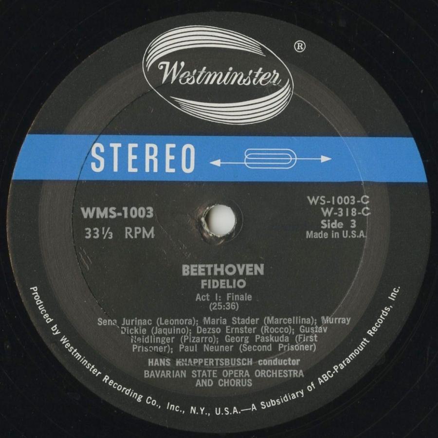 【新品未開封】 ＜中古クラシックLPレコード＞ベートーヴェン：フィデリオ/H.クナッパーツブッシュ指揮バイエルン国立歌劇場ｏ./米WESTMINSTER：WST 318 【BC9363853833】(33880円)