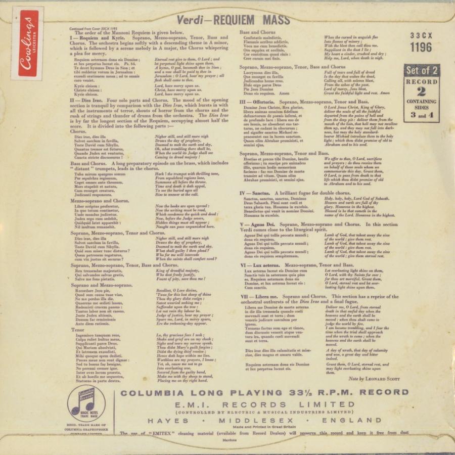 新品 クラシックlpレコード ヴェルディ レクイエム ｖ ｄ サーバタ指揮ミラノ スカラ座ｏ ｃｈｏ ｅ シュヴァルツコプフ ｓ 他 英columbia 33cx 1165 6 数量限定 Bm Pros Com