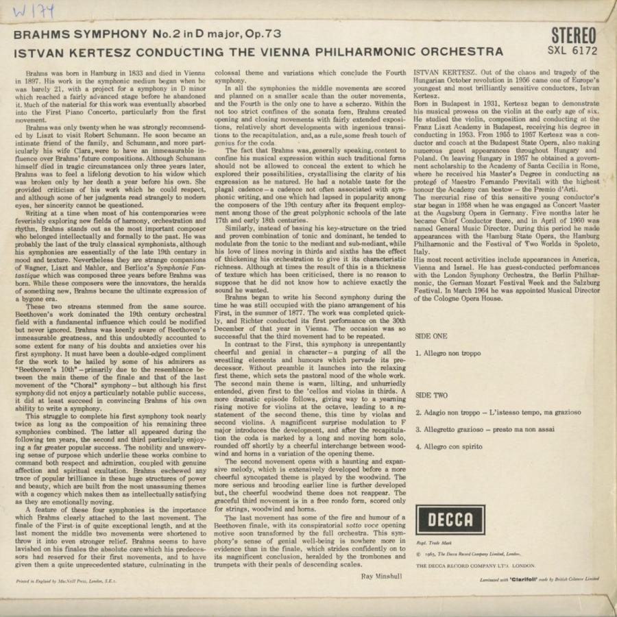 柔らかい 中古クラシックlpレコード ブラームス 交響曲2番op 73 ｉ ケルテス指揮ウィーンｐｏ 英decca Sxl 6172 4316 Silent Tone Record 通販 Yahoo ショッピング 全国宅配無料 Www Maxipiso Com Ar