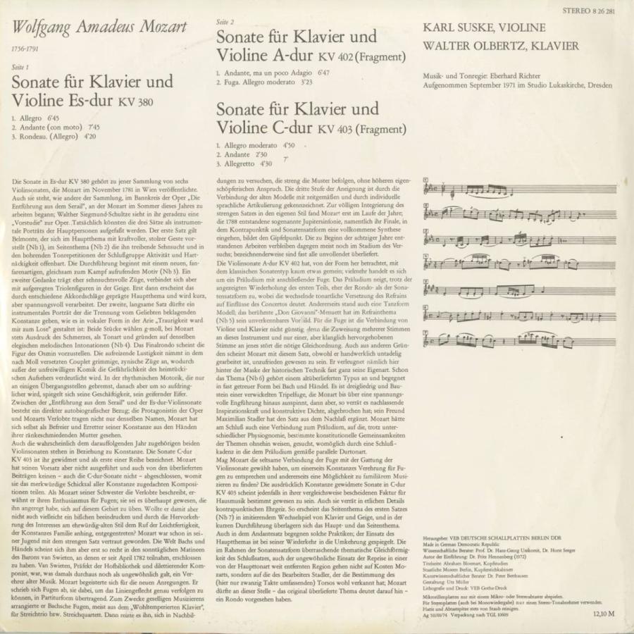 絶対一番安い クラシックlpレコード モーツァルト ヴァイオリン ソナタk 380 402 403 ｋ ズスケ ｖｎ ｗ オルベルツ ｐｆ 東独eterna 6 281 高質で安価 Www Technet 21 Org