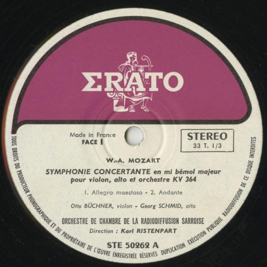 新入荷！ ＜中古クラシックLPレコード＞モーツァルト：協奏交響曲，2ヴァイオリンのためのコンチェルトーネ/Ｏ.ビュヒナー/Ｇ.Ｆ.ヘンデル（ｖｎ）Ｋ.リステンパルト，他 【B2402126973】(14520円)