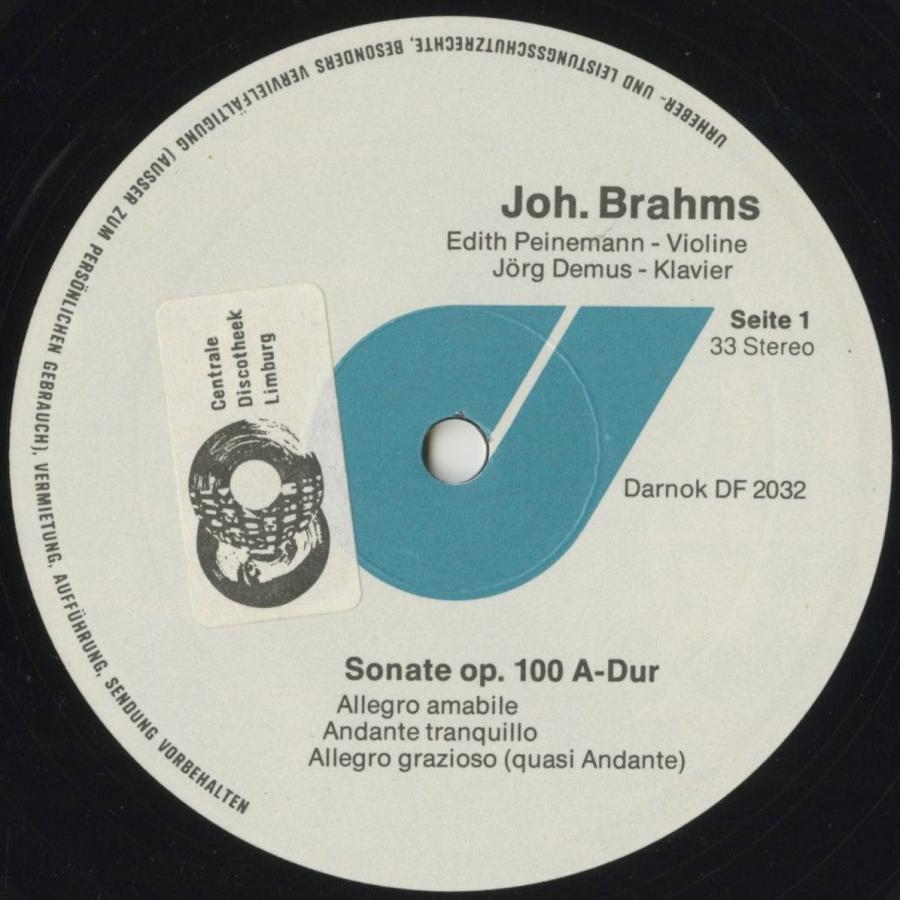ブランド ＜中古クラシックLPレコード＞ブラームス：ヴァイオリン・ソナタ1〜3番，FAEソナタ〜間奏曲とスケルツォ/Ｅ.パイネマン（ｖｎ）Ｊ.デムス（ｐｆ）/DF 2032-3 【XUR1824124569】(66000円)