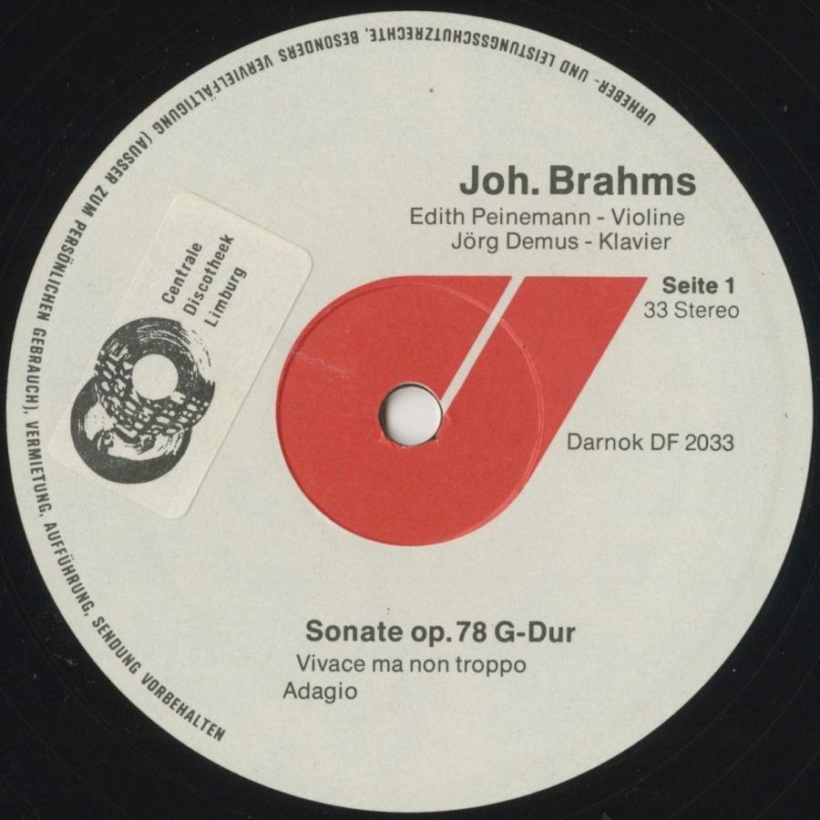 ブランド ＜中古クラシックLPレコード＞ブラームス：ヴァイオリン・ソナタ1〜3番，FAEソナタ〜間奏曲とスケルツォ/Ｅ.パイネマン（ｖｎ）Ｊ.デムス（ｐｆ）/DF 2032-3 【XUR1824124569】(66000円)