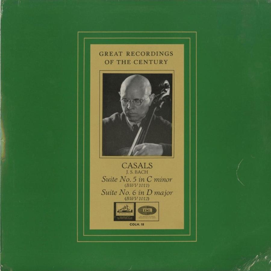 ＜中古クラシックLPレコード＞バッハ：無伴奏チェロ組曲5番BWV.1011，6番BWV.1012/Ｐ.カザルス（ｖｃ）/英HMV：COLH 18