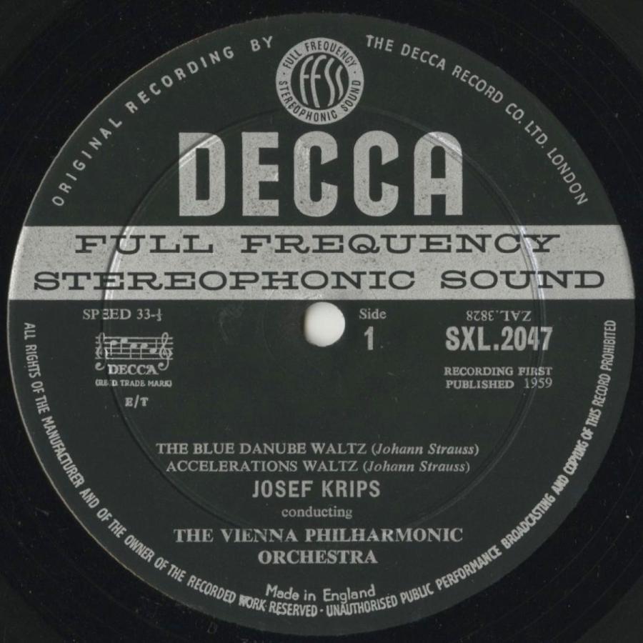 ＜中古クラシックLPレコード＞「ウィーンの思い出」Ｊ.シュトラウス：ワルツ集/皇帝円舞曲，美しく青きドナウ，他/Ｊ.クリップス指揮ウィーンｐｏ./SXL 2047 ウィーンの思い出 Ｊ クリップス指揮ウィーンｐｏ