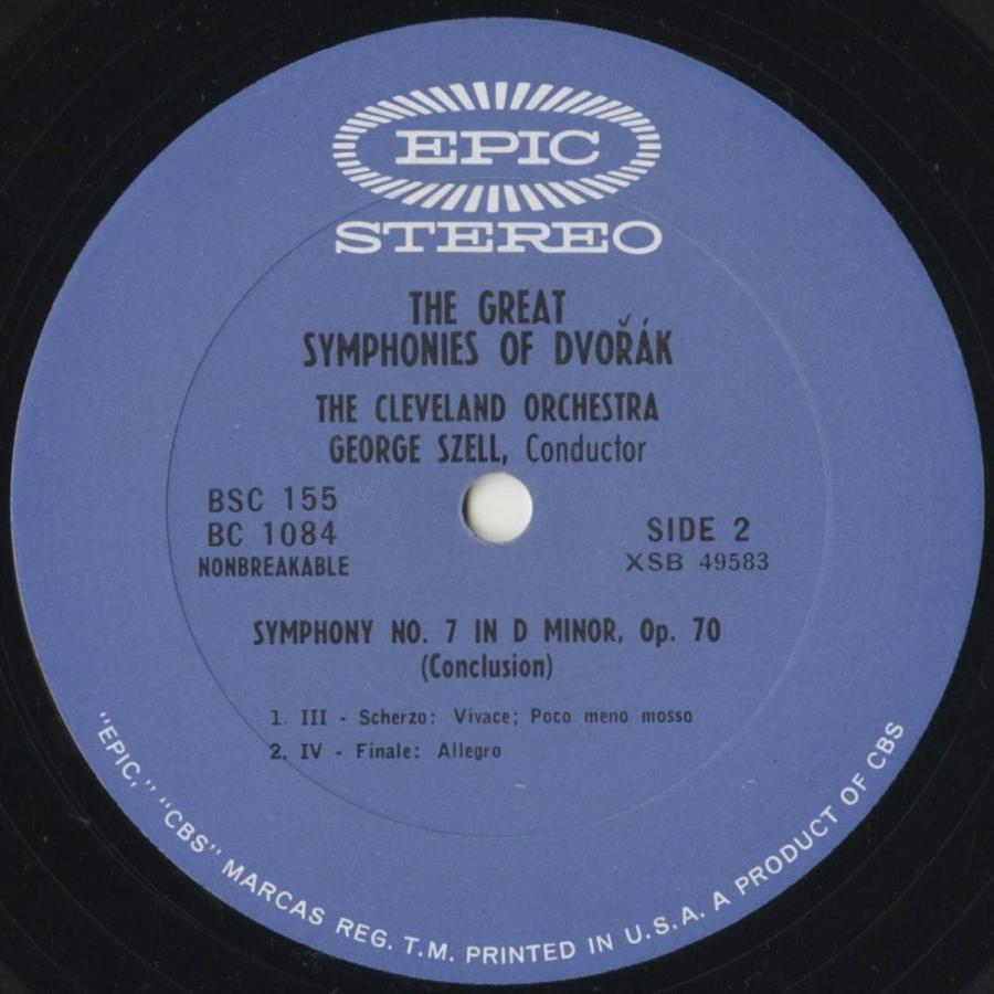 ＜中古クラシックLPレコード＞ドヴォルザーク：交響曲7番Op.70，8番Op.88，9番Op.95「新世界より」/Ｇ.セル指揮クリーヴランドｏ./米EPIC：BSC 109_2