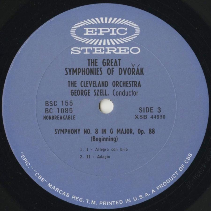 ＜中古クラシックLPレコード＞ドヴォルザーク：交響曲7番Op.70，8番Op.88，9番Op.95「新世界より」/Ｇ.セル指揮クリーヴランドｏ./米EPIC：BSC 109_3
