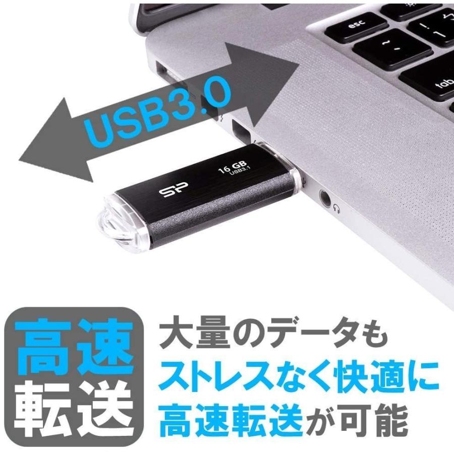 シリコンパワー usbメモリ 64gb USBメモリ 64GB USB3.1 & USB3.0 ヘアライン仕上げ Blaze B02 SP064GBUF3B02V1K Silicon Power シリコンパワー | Silicon Power | 02