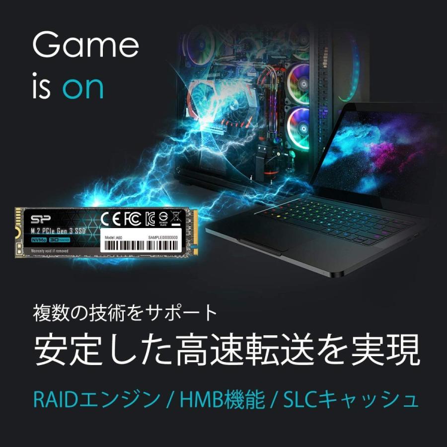 シリコンパワー SSD 512GB 3D NAND M.2 2280 PCIe3.0×4 NVMe1.3 P34A60