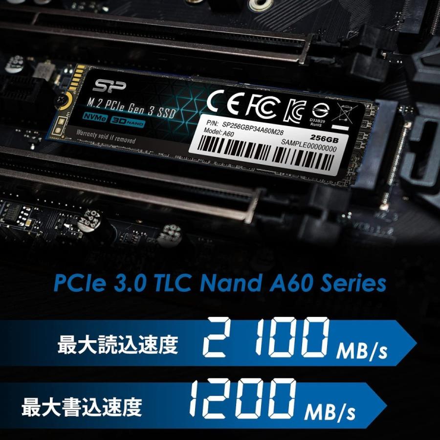 シリコンパワー SSD 512GB 3D NAND M.2 2280 PCIe3.0×4 NVMe1.3 P34A60