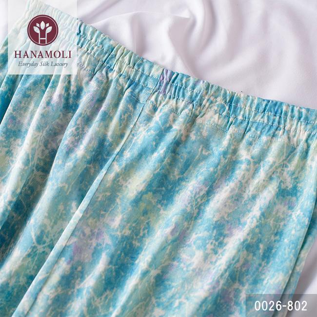 New【HANAMOLI】シルク100％丸首パジャマ 【802ライトグリーン】【ポーチは付いてません】【34％OFF】の画像