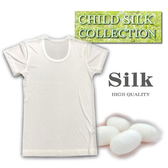 お手頃価格 キッズ男女兼用シルク100％スムース半袖シャツ140ｃｍ 敏感肌のお子様に｜silk-health