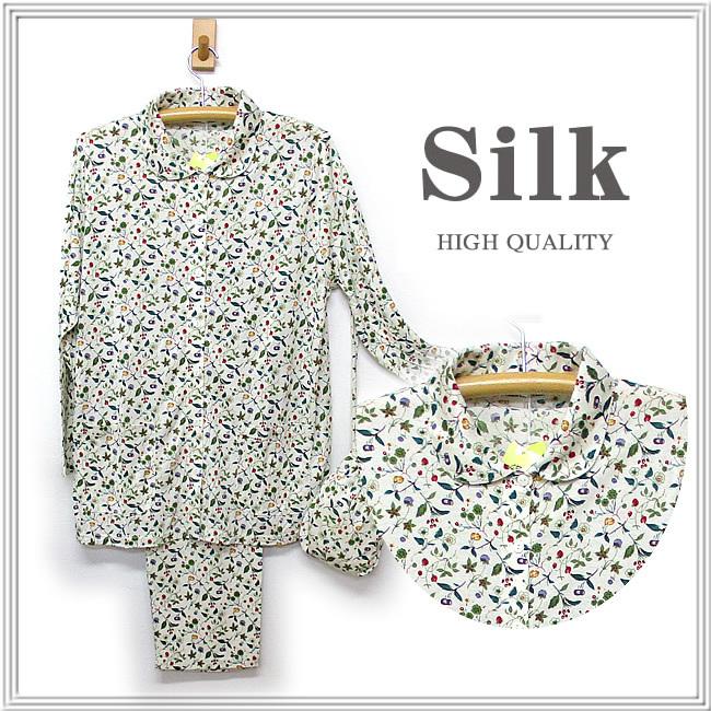 【7月から値上げ】【これはお得】婦人ニットシルク襟付き前開きパジャマ【32％OFF】人気の木の実【プレゼントにも】の画像