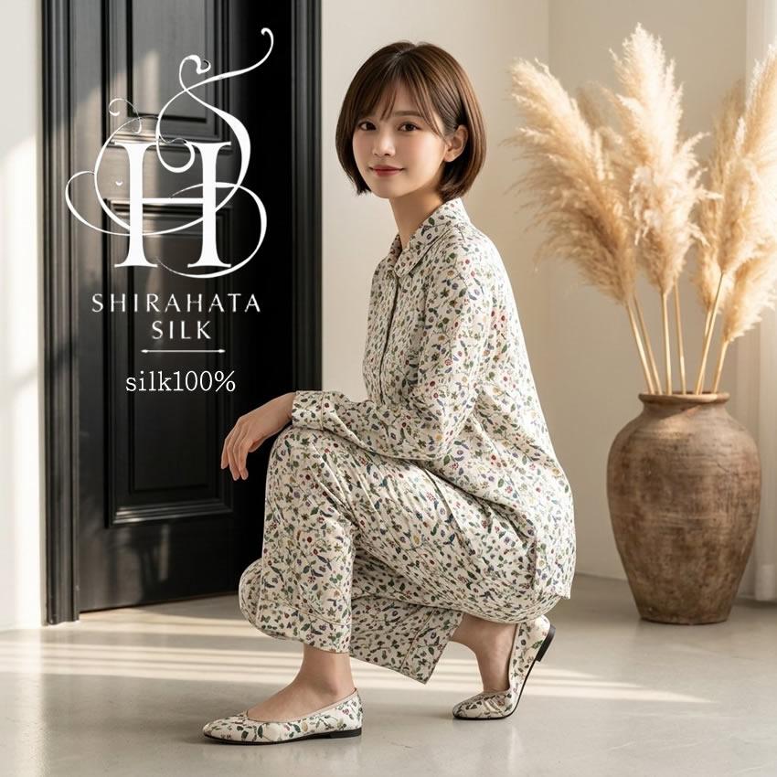 【7月から値上げ】【これはお得】婦人ニットシルク襟付き前開きパジャマ【32％OFF】人気の木の実【プレゼントにも】の画像
