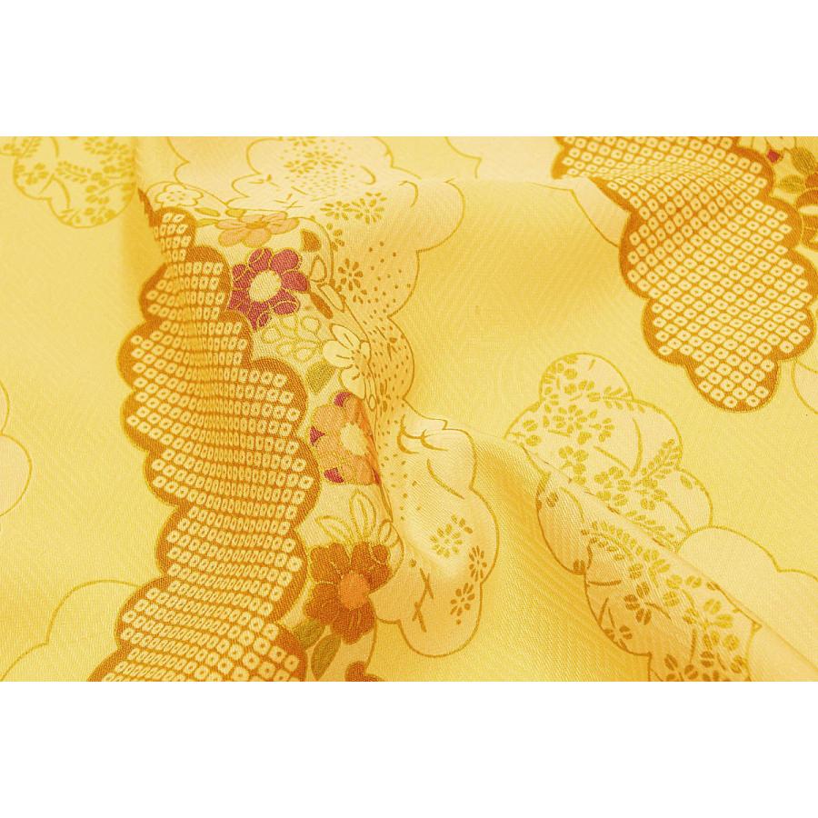 シルク 綸子 リンズ アイボリー系の地色に雲取り 疋田 小花文様 シルク 正絹 和柄 和風 友禅 衣装 生地 着物 はぎれ ハギレ Ye 374 シルク本舗 通販 Yahoo ショッピング