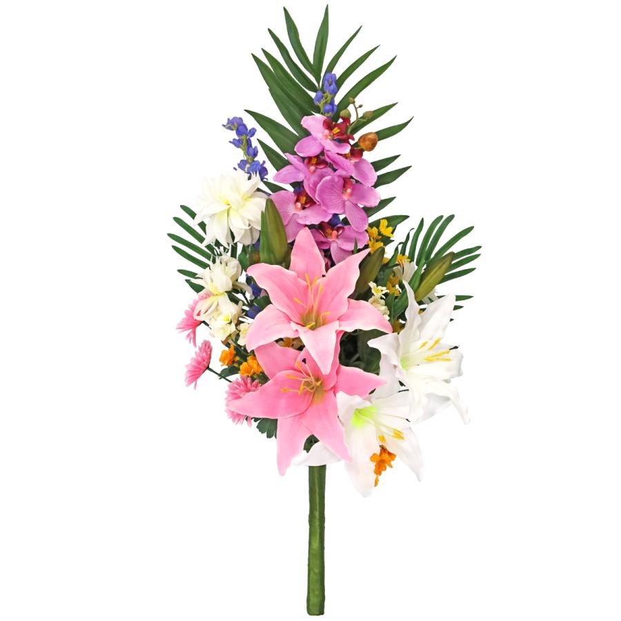 造花 仏花 胡蝶蘭やユリのパープル系の仏様の大きな花束 一本(一束) お