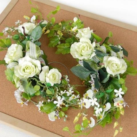 ブライダル 造花 柔らかい色合いのミントグリーンのバラのスワッグ ゴム付 CT触媒 arg